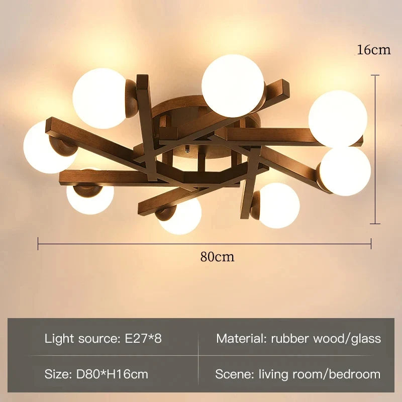 lustre en bois nordique design lumineux pour décoration intérieure