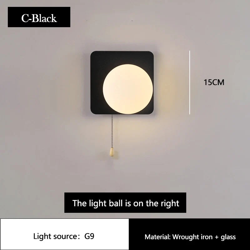 applique murale moderne à led avec interrupteur en verre pour chambre d'enfant