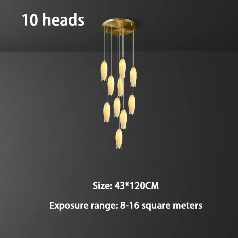 lustre en céramique tulipe pour lampe suspension led rotation duplex