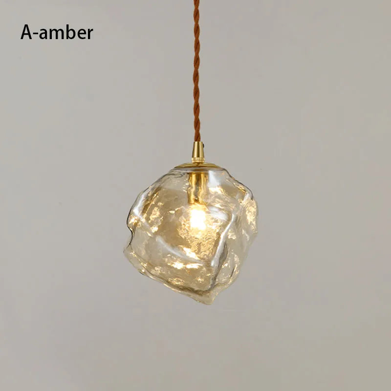Lava Ice Cube Walnut Glass Bedside Chandelier, Lava Glass Table Lamp for Hallway Entry Bedroom Living Room Lighting  Home Light