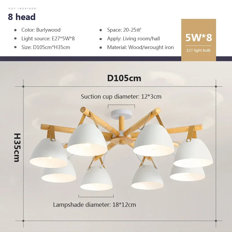 Lustre Led en bois nordique