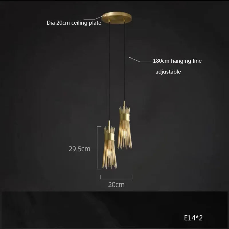 lustre en cuivre plein led décoratif pour maison créatif