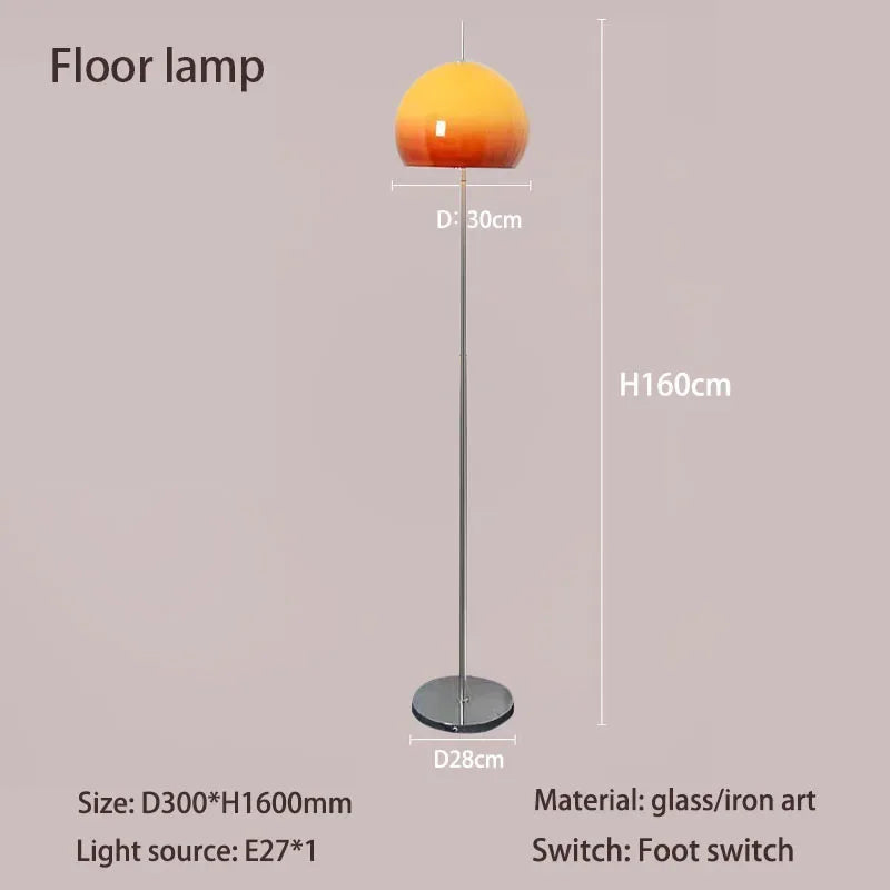 LED salon rétro lampe de Table en verre dégradé Orange Bauhaus champignon lampadaire salon chambre lampe d'ambiance