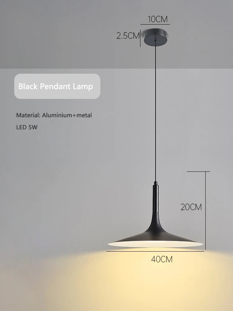 Suspension design LED conique arrondi Noir