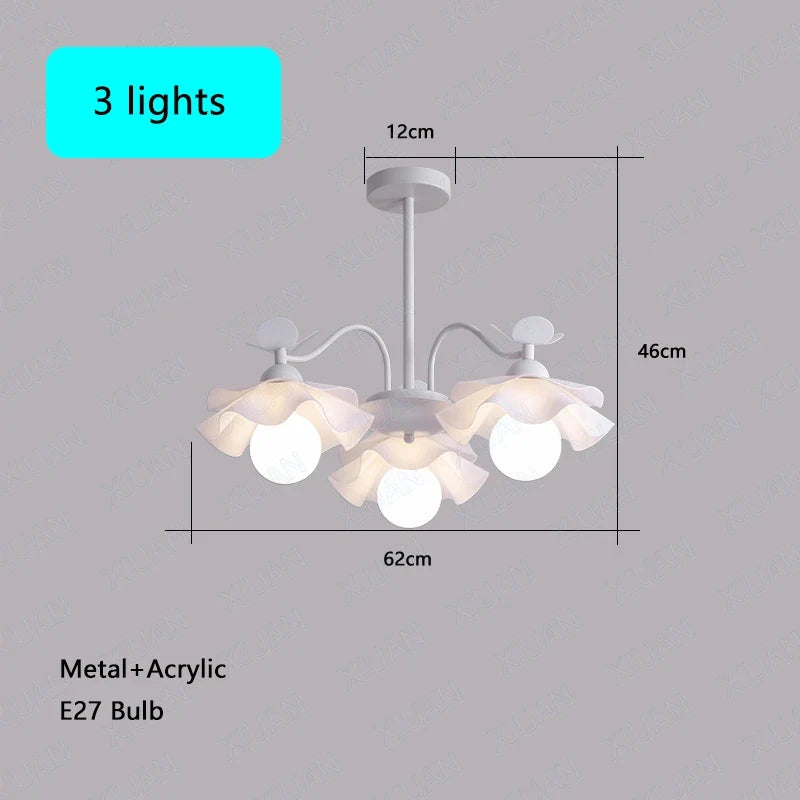 lustre nordique à fleurs style crémeux pour diverses pièces