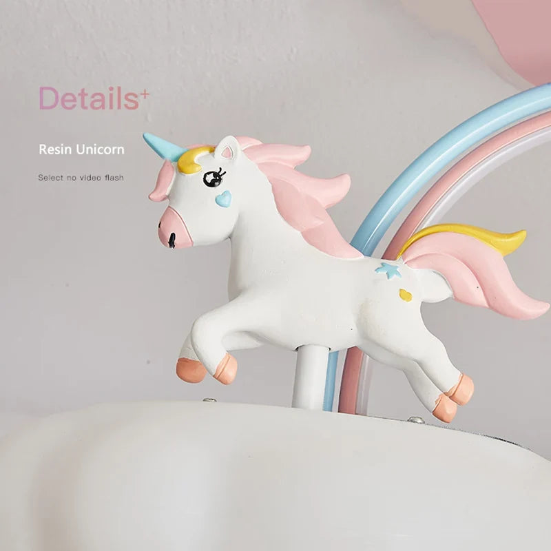 plafonnier licorne animée avec télécommande et lumière spectre complet
