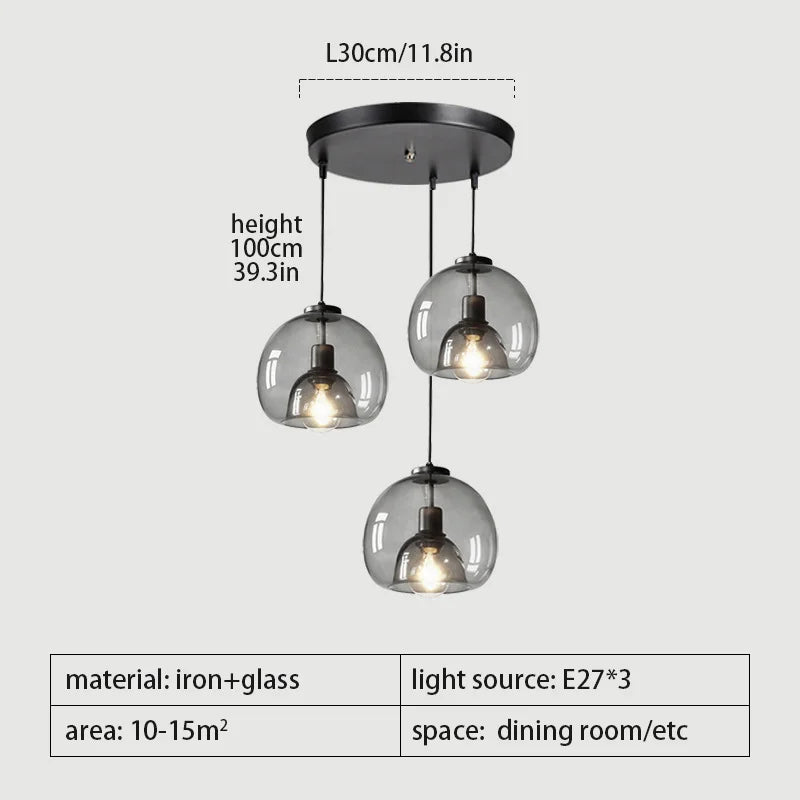 lustre moderne avec suspension led pour table à manger