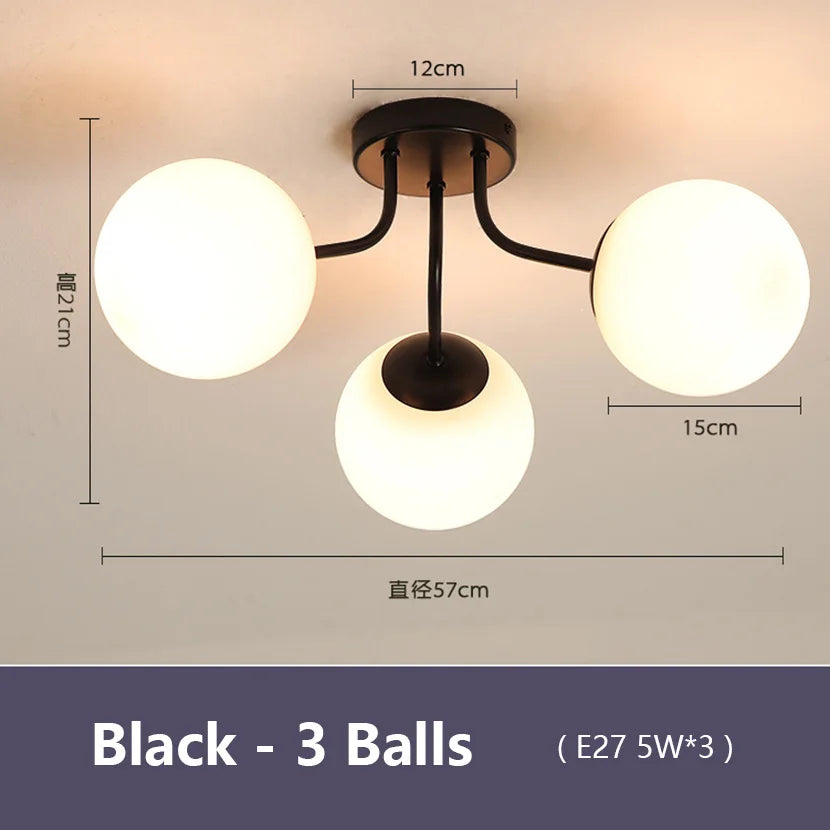 suspension led nordique en verre pour décoration intérieure