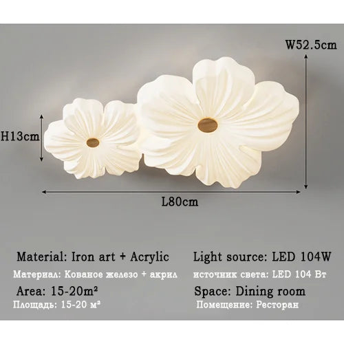 plafonnier moderne à leds en forme de fleur pour décoration intérieure