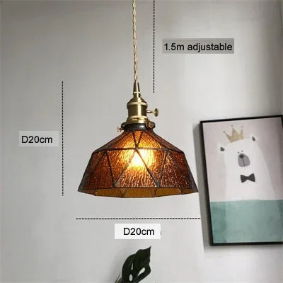 suspension en verre pur avec design ondulé en cuivre
