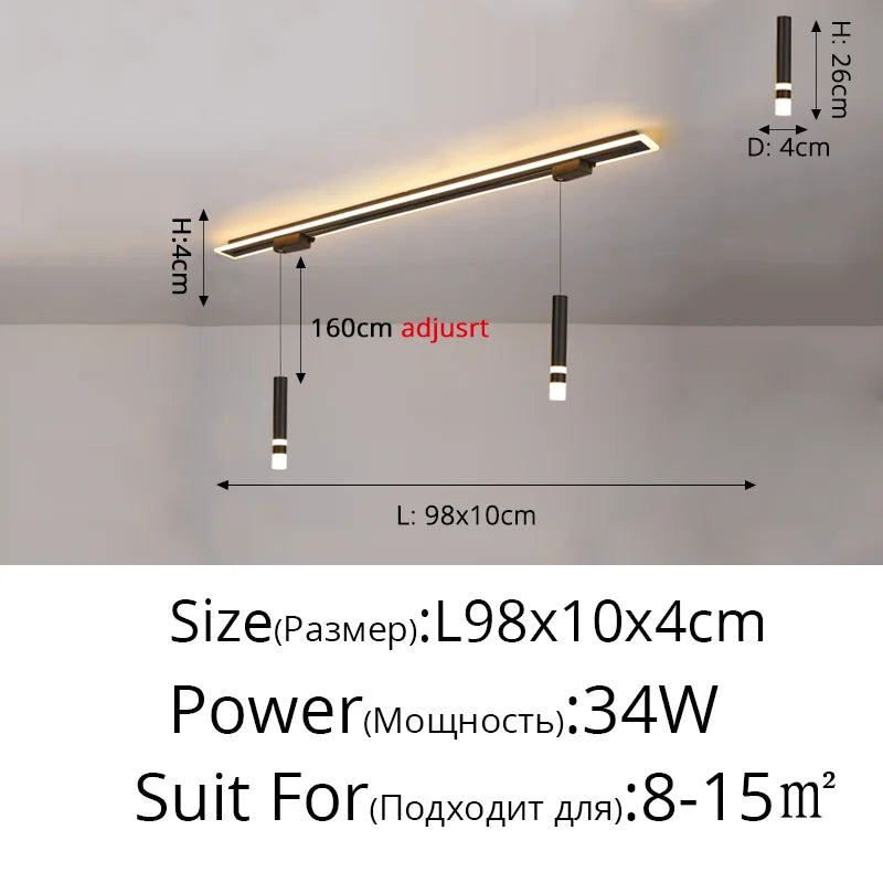 suspension acrylique moderne avec lumière led design épuré