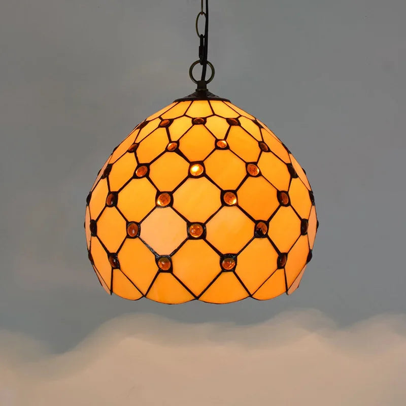 Lustre en verre coloré Tiffany rétro européen