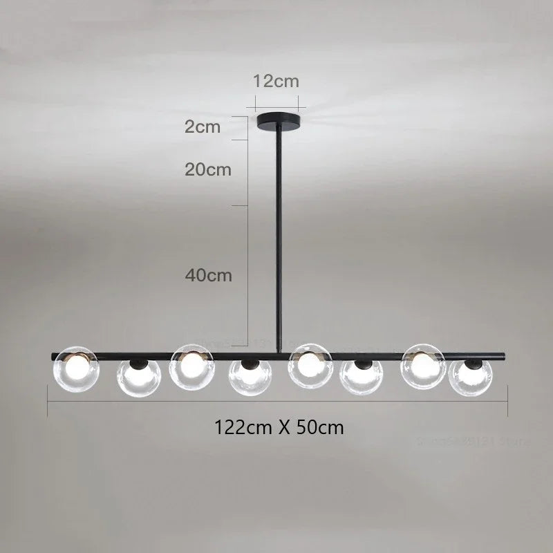 lustre led moderne avec lampes à billes en verre nordique