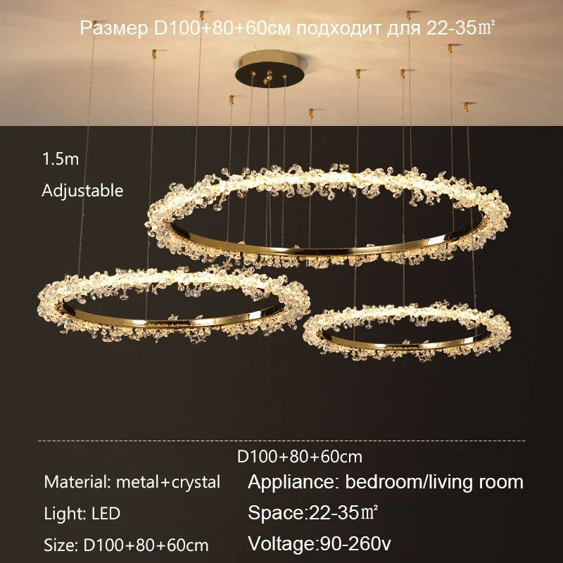 lustre moderne en cristal de luxe suspension décorative