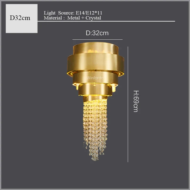 lustre moderne art design en cristal doré pour décoration luxueuse