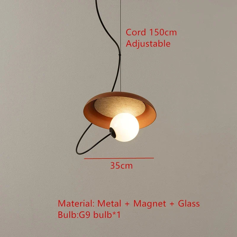 suspension led 3d design avec boule mobile et cordon ajustable