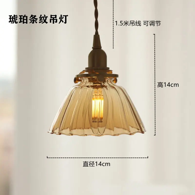 suspension en verre rétro en laiton pour intérieur créatif et simple