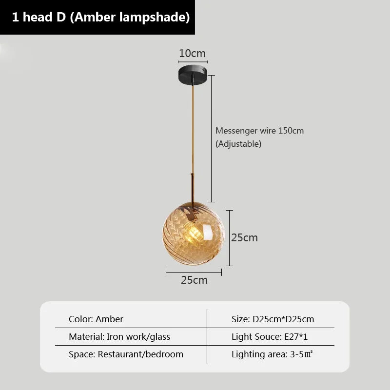 suspension en verre moderne pour éclairage décoratif intérieur