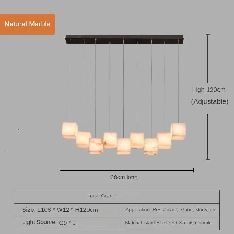 lustre en marbre espagnol style chinois minimaliste pour espace luxe