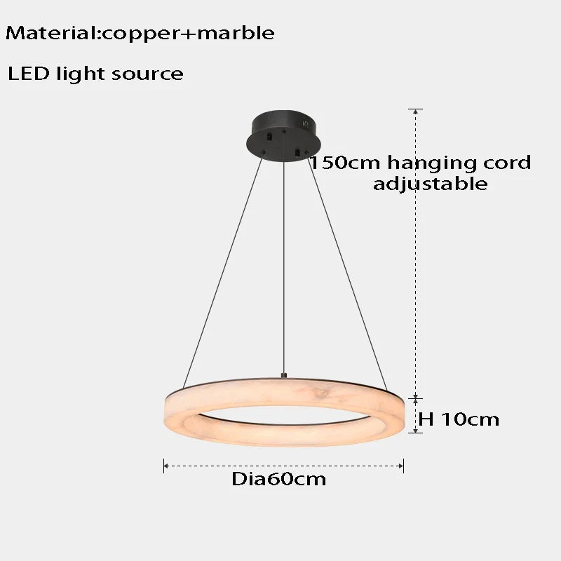 Suspension LED en marbre véritable