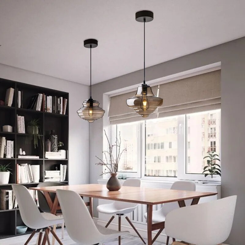 Suspension en verre de style industriel
