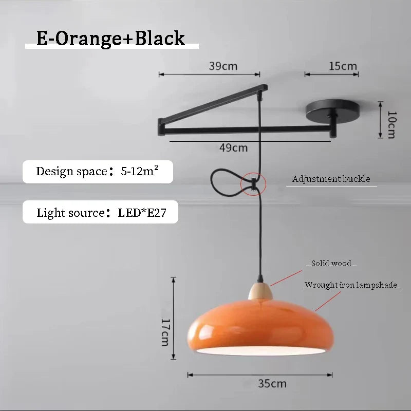 Lustres à bascule de Table à manger modernes LED peuvent être déplacés lampes à long poteau nordique Simple télescopique pliant lustre à bras Long
