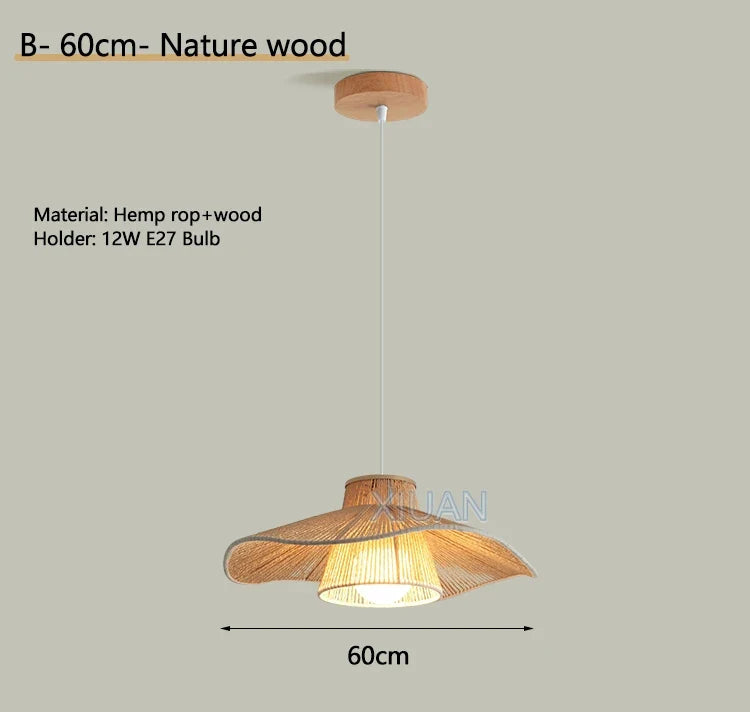 lustre suspendu wabi-sabi en corde de chanvre