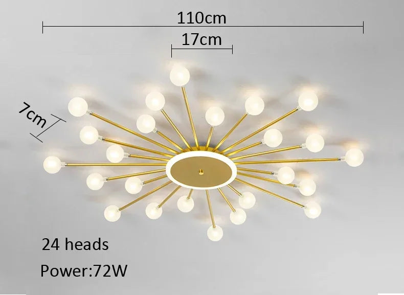 lustre moderne en verre avec éclairage led créatif intérieur