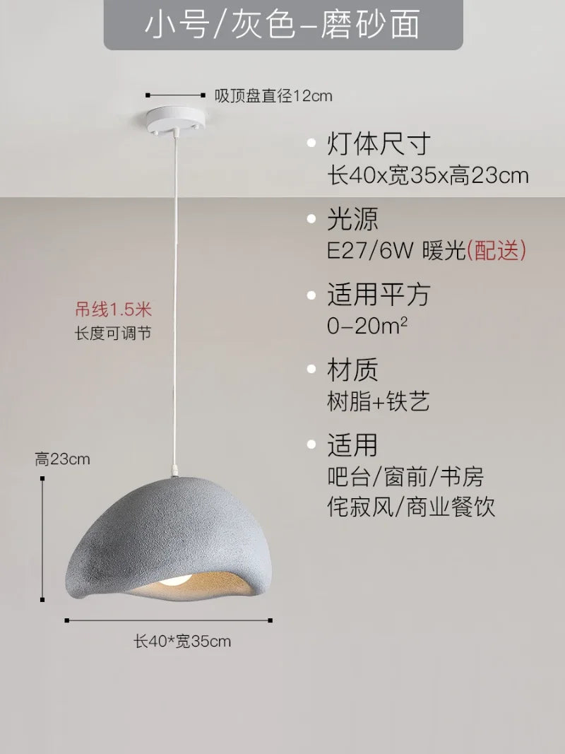 suspension led wabi-sabi nordique en résine pour café loft