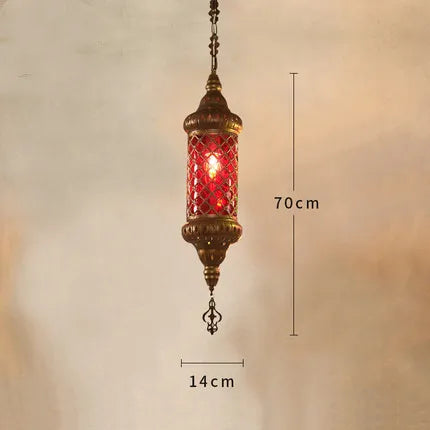lustre industriel rétro en fer et verre coloré pour établissements asiatiques