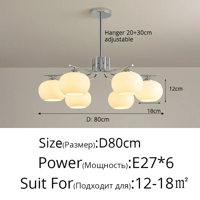 lustre nordique simple en verre blanc pour décoration de plafond