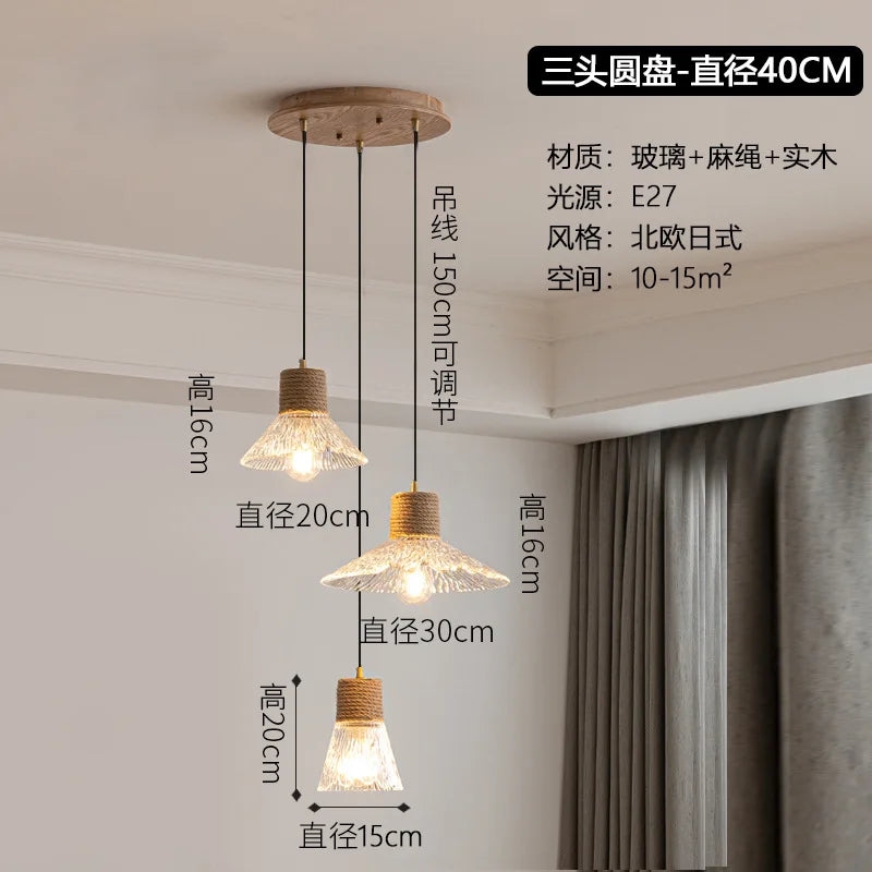 lustre nordique japonais trois têtes style bûche pour intérieur créatif