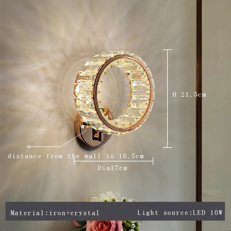 applique murale led moderne en cristal de luxe