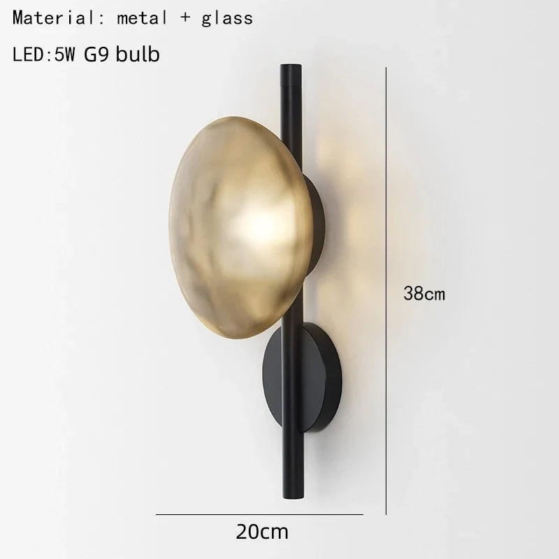 applique murale nordique en verre transparent et métal doré pour divers espaces