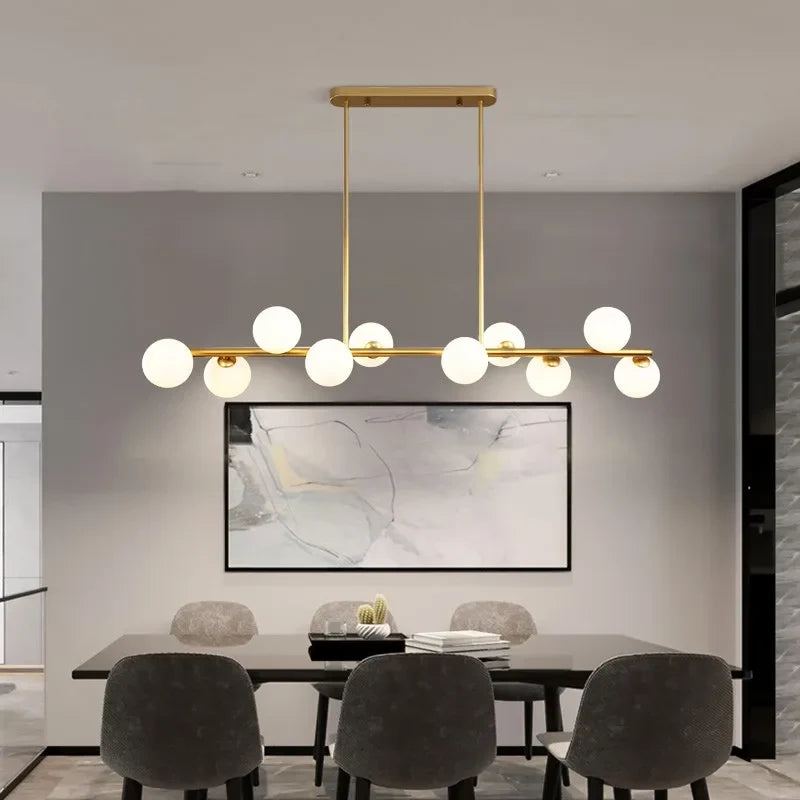 Lustre design boules de verre horizontales