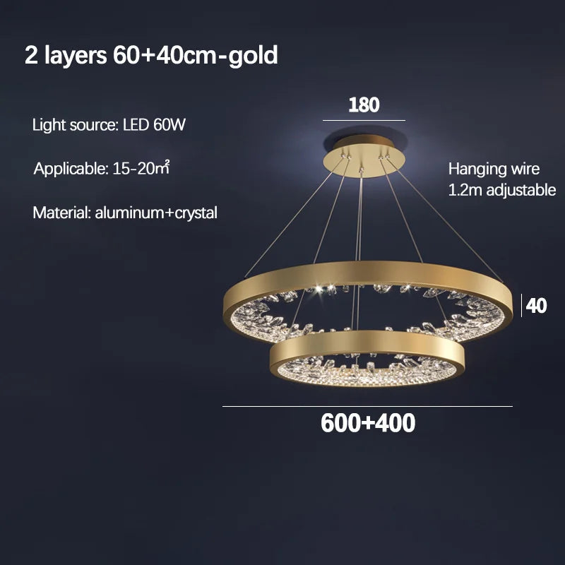 lustre en cristal design luxe avec éclairage led