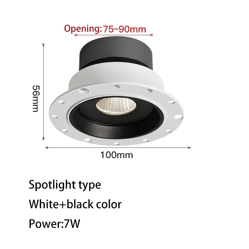 spot led ultra fin sans cadre anti-éblouissement pour maison