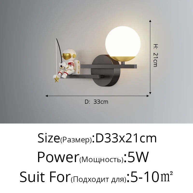 applique murale led astronaute lune planète style nordique 2022