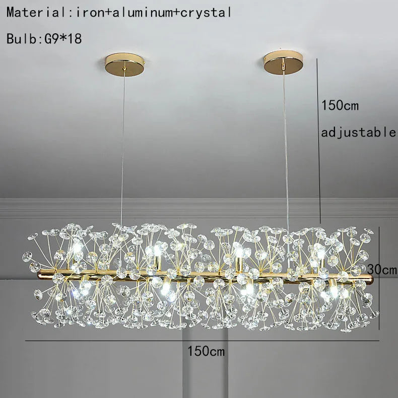 lustre rond à led en cristal pissenlit décoration élégante et lumineuse