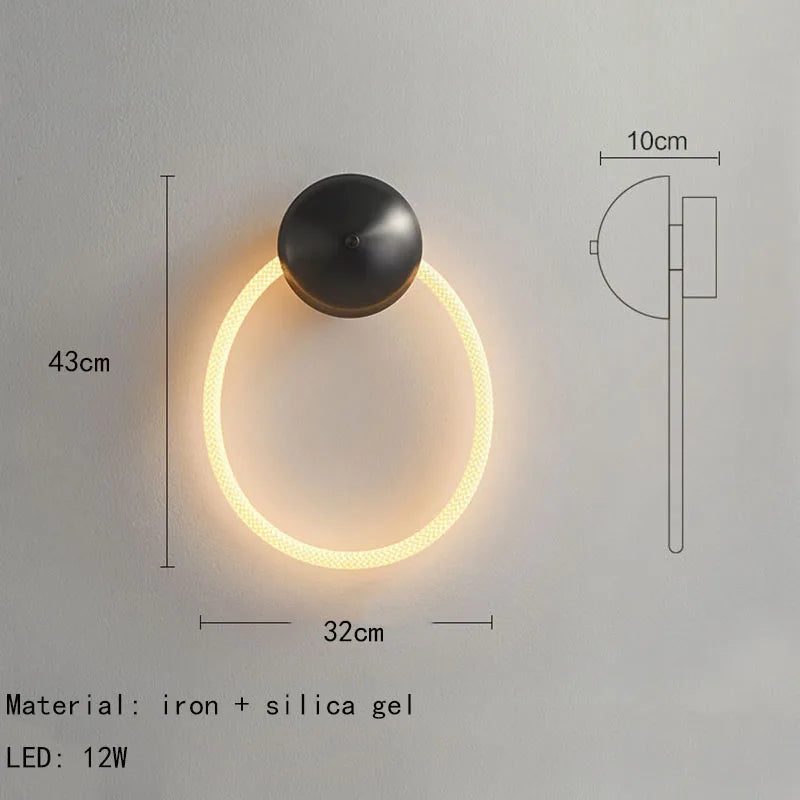 applique murale led en silicone anneau 3000k créative distinctive