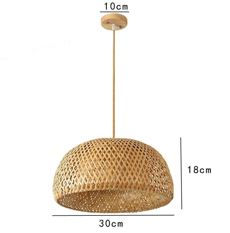 Suspension en bambou tissé à la main rétro salle à manger lanterne lustre E27 jardin maison chambre luminaires décoratifs suspension