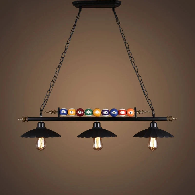 lustre vintage industriel en forme de boule de billard avec abat-jour en verre