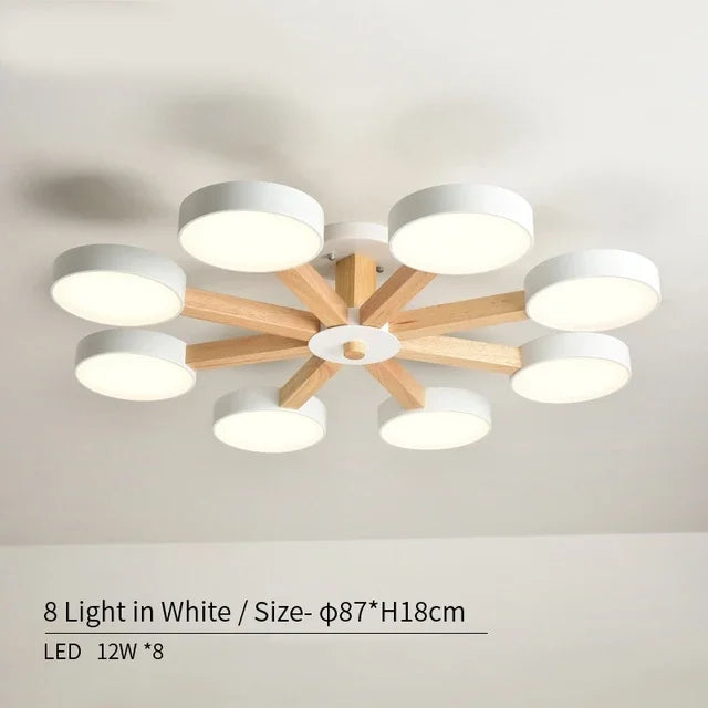 plafonnier moderne en bois à éclairage led pour décoration intérieure