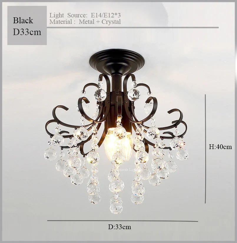 2024 Modern Crystal Chandelier Creative Design Black/Gold Corridor Ceiling Lamp Applicable To Porch Restaurant Lamps