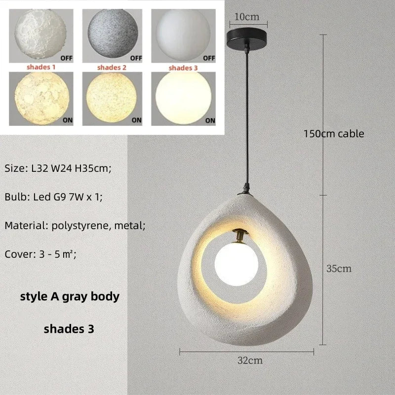 Nordique salle à manger suspension Led lumières Wabi Sabi Led suspension lampe chambre minimalisme suspension lampe décor à la maison éclairage intérieur lampe