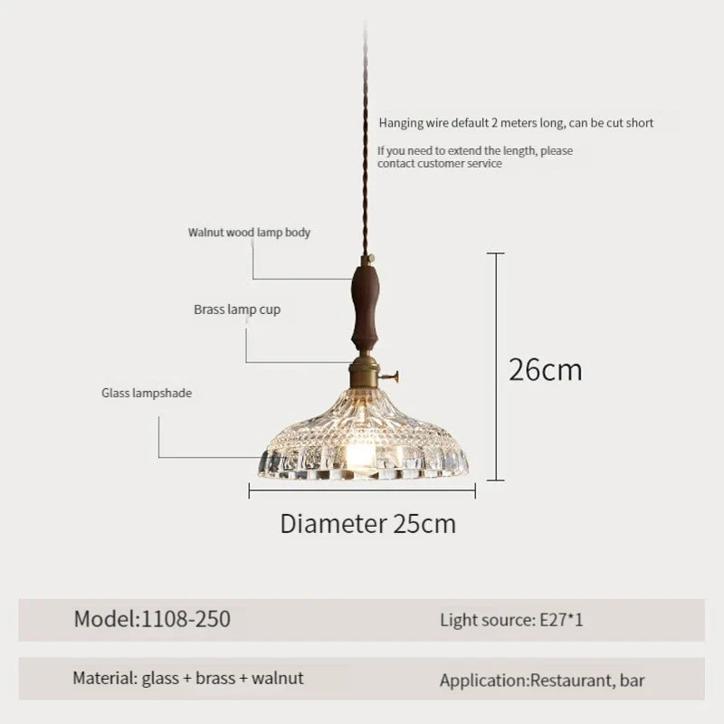 suspension luminaire moderne en bois verre et laiton