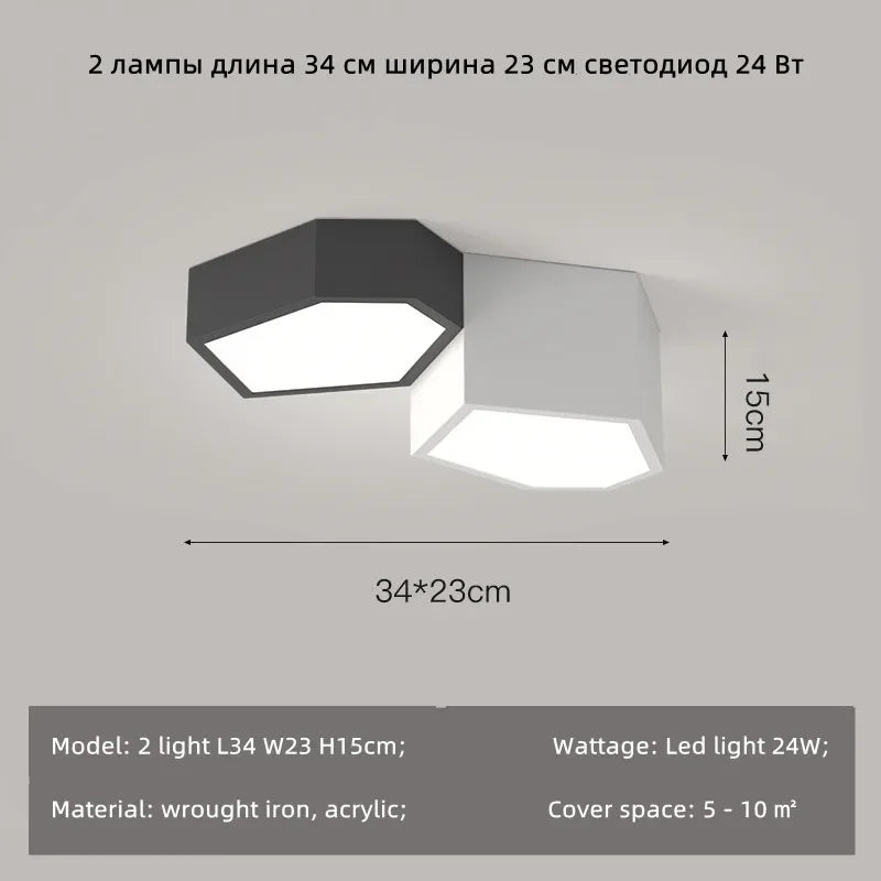 Plafonnier Led cubique irrégulier nordique