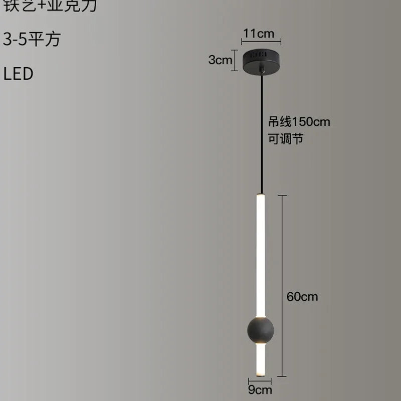 lustre à barre longue suspension avec éclairage led