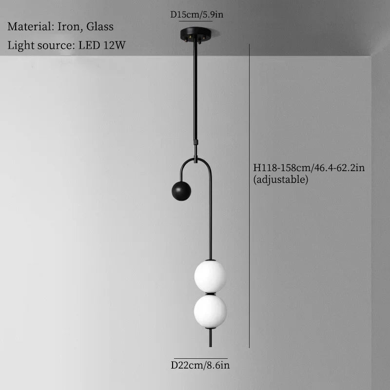 lustre led en fer et verre pour décoration intérieure