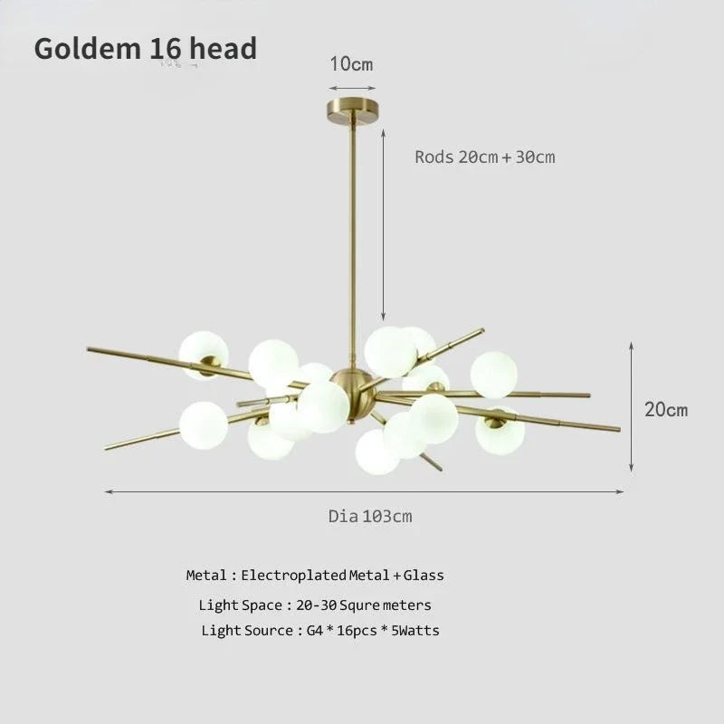 lampe moderne simple en cuivre décoration moléculaire nordique